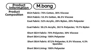 Detailed fabric composition label for girls' three-piece set with cotton and polyester