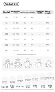 Detailed size chart for mushroom sweater from 80 to 140 with height and weight metrics