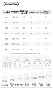 Size chart for children's knit sweaters with height and weight measurements from 80 to 140