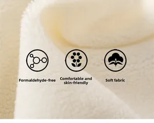 Detail of soft plush fleece fabric showing fluffy texture and skin-friendly quality