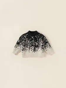 Kids Boys Girls Knitted Sweater Winter Casual Polyester Pullover Gradient Splatter Pattern Warm Round Neck Children Knitwear