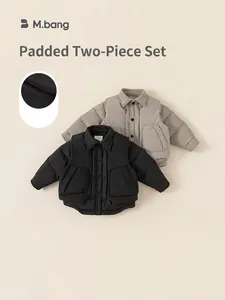 Kinder Winter Wattierte Jacke Und Weste Zweiteiler Jungen Casual Verdickt Gesteppt Polyester Warm Outwear Kleinkind Bekleidung