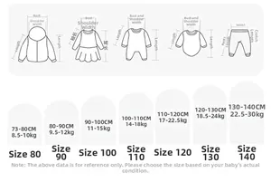 Detailed size chart for children hooded hoodies and jackets ranging from size 80 to 140