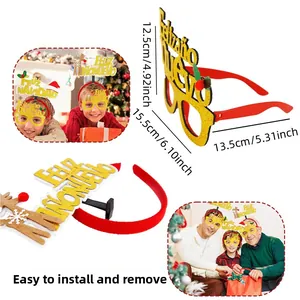 Detail showing dimensions and detachable structure of Feliz Navidad party glasses