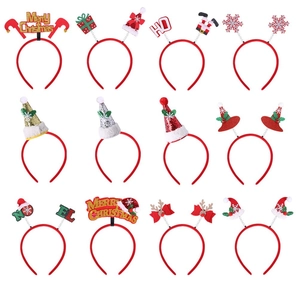 Detaillierte Übersicht von zwölf verschiedenen Weihnachts-Haarreifen mit festlichen Motiven