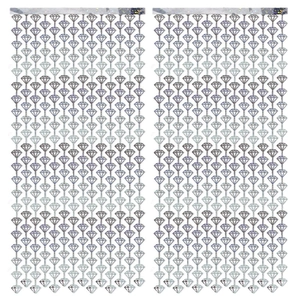 Silver diamond laser foil fringe curtain backdrop for birthday party decorations
