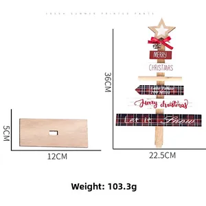 Detailed dimensions of the 36cm painted wooden Christmas tree ornament with measurements