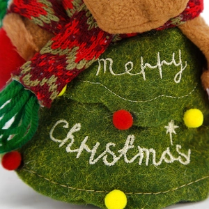 Sac de Noël 3D avec écharpe tricotée et broderie Merry Christmas sur le corps vert