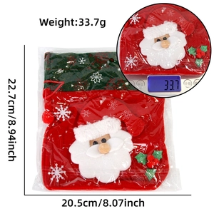 Weihnachts-Geschenkbeutel aus Samt mit Weihnachtsmann-Design und grünem Kordelzug-Verschluss