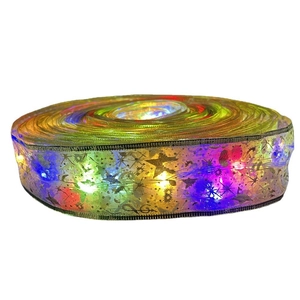 Zweilagiges LED Weihnachtsband mit goldenen Sternen für Christbaumschmuck und Partydeko