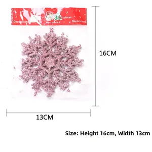 Decorazione fiocco di neve glitter rosa in confezione, altezza 16cm e larghezza 13cm