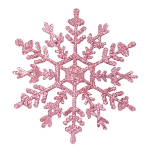 Fiocco di neve glitterato rosa per decorazione dell'albero di Natale e addobbi festivi