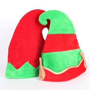 Chapeaux de Noël Festifs Bonnet d'Elfe en Velours Avec Clochettes Chapeau de Costume Rayé Rouge Vert Bonnet de Père Noël à Carreaux pour Fête Unisexe Décoration