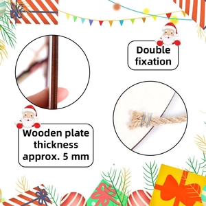 Detail of 5mm thick Christmas wooden sign with durable double-fixed hanging rope