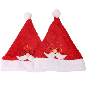 Geborduurde Pluche Kerstmuts Voor Volwassenen Kinderen Kerstman Ontwerp Rood Wit Zachte Fleece Kerstfeest Kostuum Accessoire