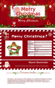 Detail view of 3D Christmas wreath with Santa and snowman made of premium cardboard