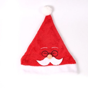 Klassieke pluche kerstmuts met 3D-baard en bril voor kerstfeest decoraties