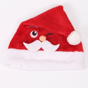 Pluche kerstmuts met schattige kerstman baard en ogen voor feestelijke decoratie