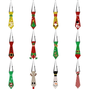 Cravatta Natalizia in Feltro Glitterata Per Bambini Adulti Renna Pupazzo di Neve Babbo Natale Accessorio per Costumi