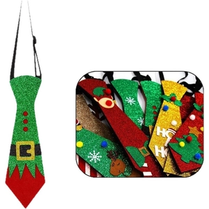 Set di cravatte natalizie per bambini con renne glitterate e motivi pupazzo di neve