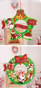 3D paper Christmas hanging wreaths with Santa and reindeer motifs in festive home setting