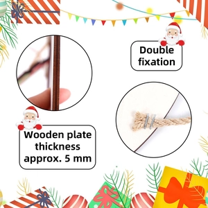 Christmas round wooden sign with Santa and bells featuring 5mm thickness and stable hemp rope