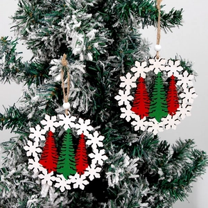 Christmas Wooden Hollow Snowflake Tree Hanging Ornaments For Home Party Christmas Tree Festive Decoration Wood Crafts Pendant