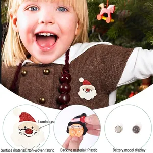 Broche Père Noël lumineuse avec paillettes rouges pour fêtes de Noël et costumes enfants