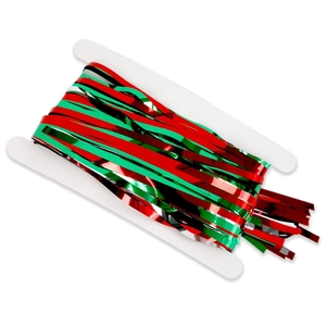 Metallic red and green fringe curtain backdrop for Christmas and party decorations