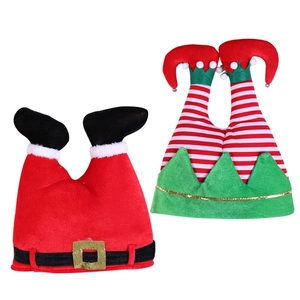 Chapeau rigolo pantalon de Noël et bonnet d'elfe rayé pour fête et accessoires photo