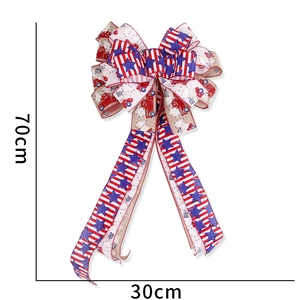 Independence Day bow decoration with stars stripes and red truck pattern 30x70cm size
