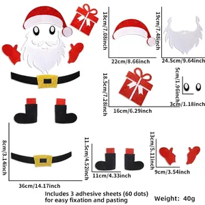 Kit de pegatinas de puerta de Papá Noel DIY con medidas para sombreros y botas