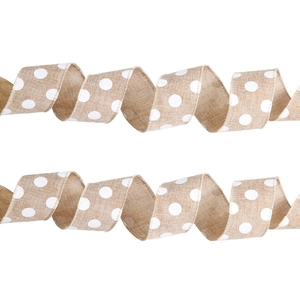 Ruban de Noël en toile de jute à pois blancs pour décoration de sapin et cadeaux DIY