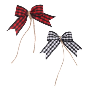 Classic red black and white buffalo plaid bows for Christmas tree and wreath decoration