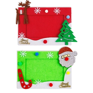 Christmas non-woven photo frame set with Santa and reindeer felt holiday decorations