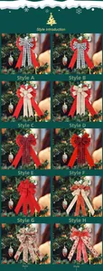 Detail view of ten varied Christmas bow designs in plaid, red velvet and linen textures