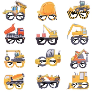 Construction Vehicle Birthday Party Glasses For Boys Engineering Excavator Theme Plastic Costume Eyewear Photo Props Decor