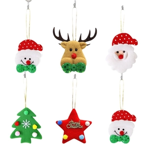 Christmas plush ornament set featuring reindeer, Santa Claus, and tree hanging decorations