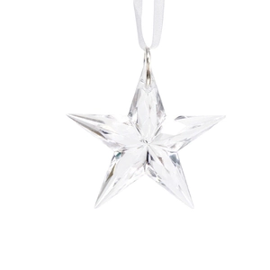 Étoile en cristal transparent avec ruban blanc pour sapin de Noël et décoration