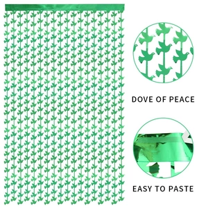 Rideau de pluie vert avec colombes de la paix pour décoration murale de fête de Noël
