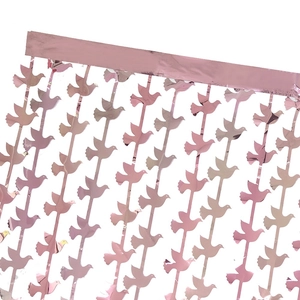 Rideau de franges en or rose avec colombes pour décoration de mur de fête de Noël