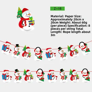 Détails de la bannière de Noël en papier bonhomme de neige 3m avec 8 pièces de dessin