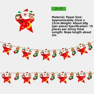 Détails de bannières de Noël avec motifs de Père Noël, bonhomme de neige et renne