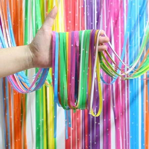 Rainbow Metallic Foil Fringe Curtain With Star Print For Birthday Party Wedding Christmas Celebration Backdrop Decoration