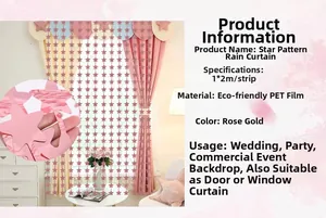 Detail of rose gold star foil fringe curtain with eco-friendly PET metallic shimmer