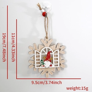 Detailed dimension guide for hollow wooden gnome Christmas ornament with twine and beads