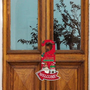 Christmas gnomes door hanger decoration with Merry Christmas and Welcome signs