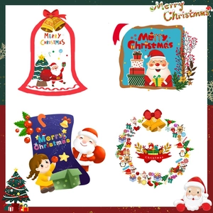 Christmas Static Window Stickers PVC Santa Claus Reindeer Snowflake Decals For Shop Home Glass Door Decoration Festive Party Supplies