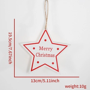 Detailed view of wooden star Christmas ornament with dimensions 19.5cm by 13cm