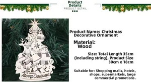 Détail d'un ornement de Noël en bois découpé au laser avec des motifs festifs variés